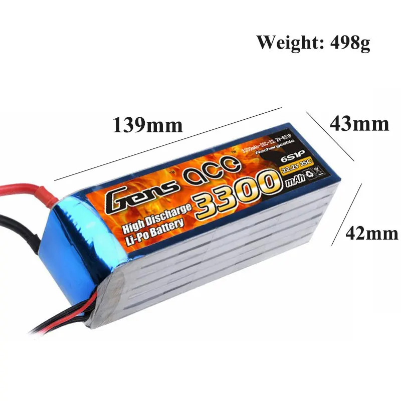 Аккумулятор Gens ace Lipo 6S 3300 мАч 22 2 в батарейный блок Т образная вилка 600 размер