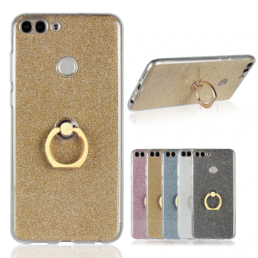 Glitter Finger Ring Case For Huawei Y6 Y7 Y5 Y9 Prime Pro 2018 2019 2017 P30 P20 Lite Nova 4 2S 23E 2i 3I 3 G10 Bling Covers |