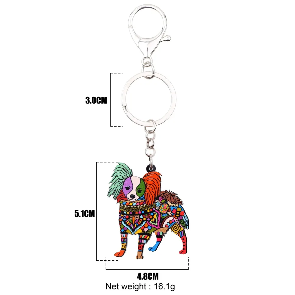 Bonsny, акриловый узор, Papillon, собачий брелок, брелок, сумка, сумочка, брелок, аксессуары, новая мода, ювелирное изделие для женщин