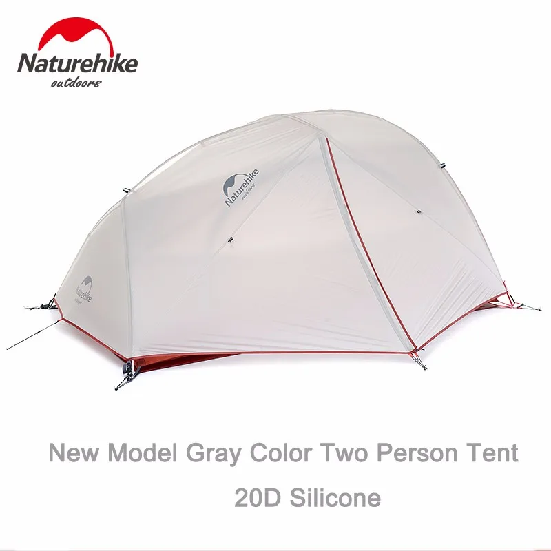 Kaufen DHL Freeshipping Neue 2 Person Camping Zelt Wasserdicht 20D Silikon Stoff Doppel-schicht Zelt 4 Jahreszeiten Zelt NH17T012-T