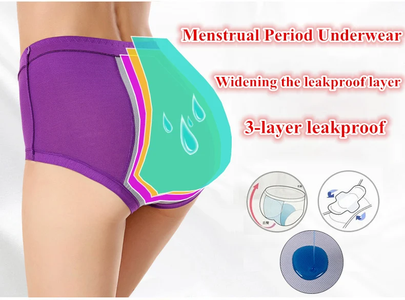 3 Pieces/Set Women Menstrual Panties High Waist Female Period Underwear Big Size Lengthen Physiological Leakproof Ladies Briefs
