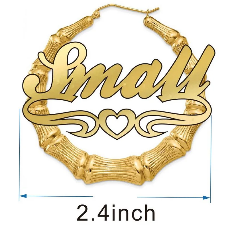 2.4inch gold round Пользовательские Бамбуковые серьги акриловые персонализированные имя Мода показать очаровательные серьги - Окраска металла: 2.4inch gold round