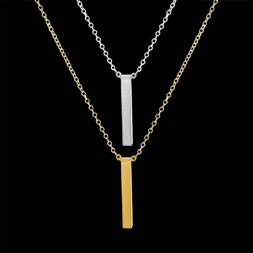 

Wholesale 10piece Stainless Steel Gold Charm Bar Pendant Necklaces For Women Geometry Thin Strip Jewelry Femme Colar Bijoux Bff