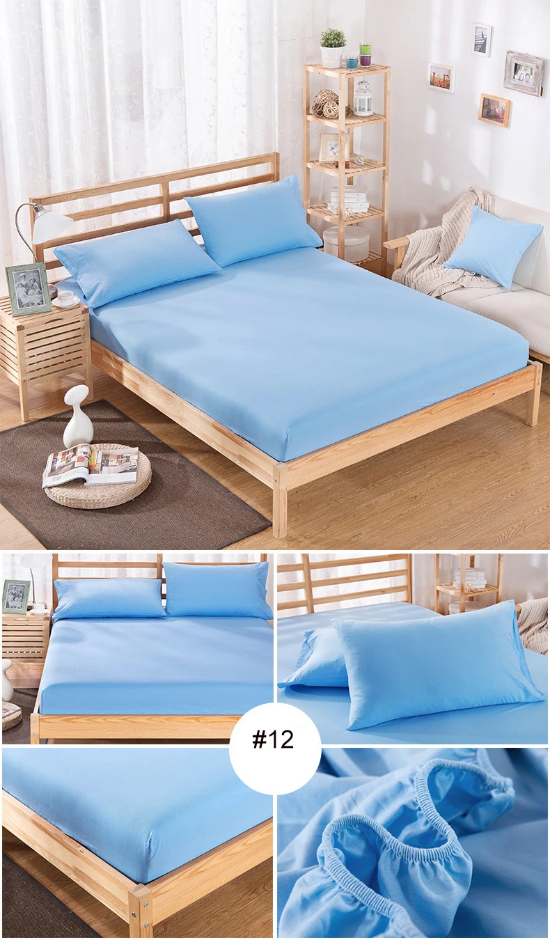 Натяжная простыня из полиэстера 1 шт. однотонное постельное белье с четырьмя