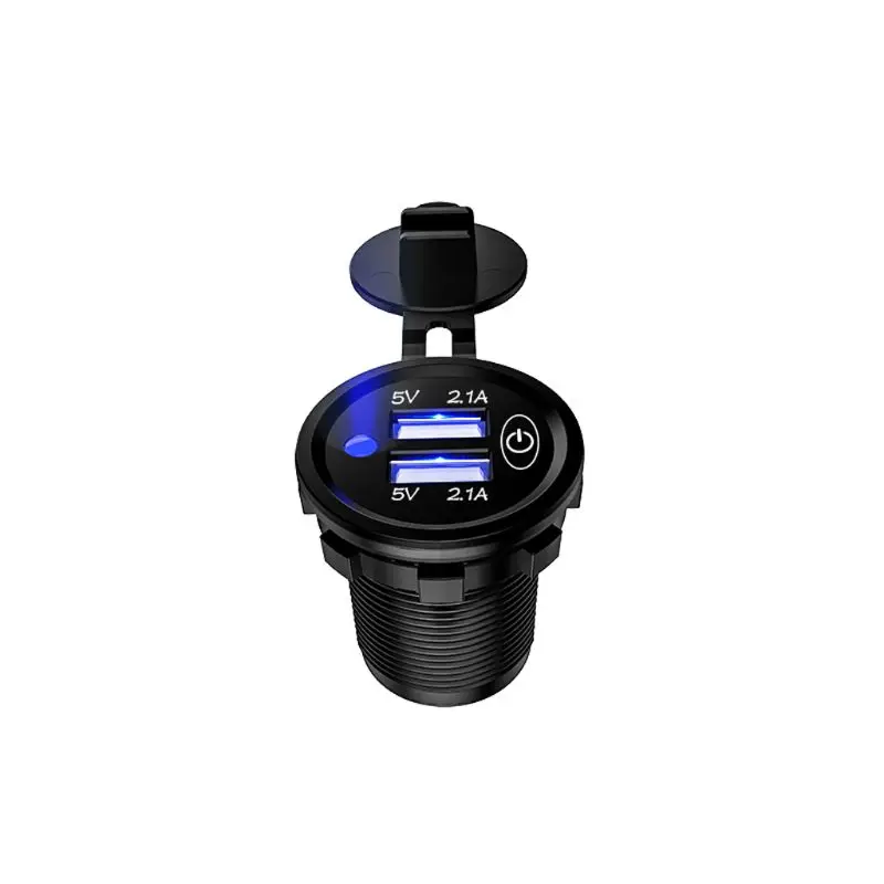 Универсальный 12 V-24 V светодиодный автомобиля мотоцикла лодка 2.1A Dual USB Зарядное устройство гнездо адаптера питания розетка с сенсорным переключателем для мобильного телефона