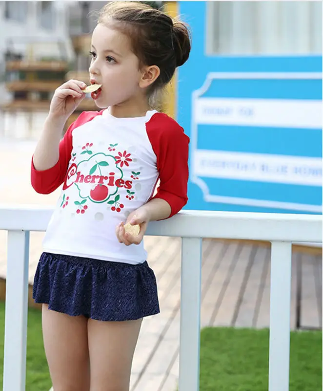 Новинка 2020 милые летние купальники для девочек купальник с длинными рукавами