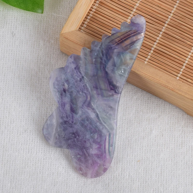 Новая расческа флюорит Gua Sha инструмент натуральный камень Цвет Бабочка инструмент для здоровья спа иглоукалывание выскабливание массаж головы лицо красота