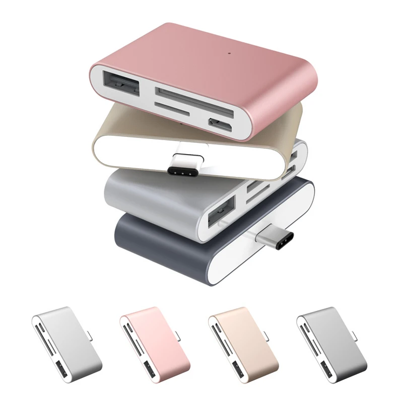 30 шт./лот 4 в 1 USB 3.1 USB-C Тип C TF Micro SD OTG Card Reader для Macbook 12 дюймовый Мобильный телефон |