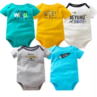 5pcslot summer baby rompers short sleeve newborn baby boy clothes 100 cotton letter printed b baby girl clothing 6 24 month