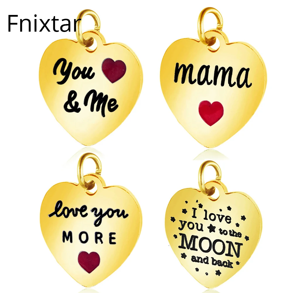 

Fnixtar 12*15 мм нержавеющая сталь подвеска в форме сердца для женщин любовь металл очарование ручной работы ювелирные изделия подарок на день ма...