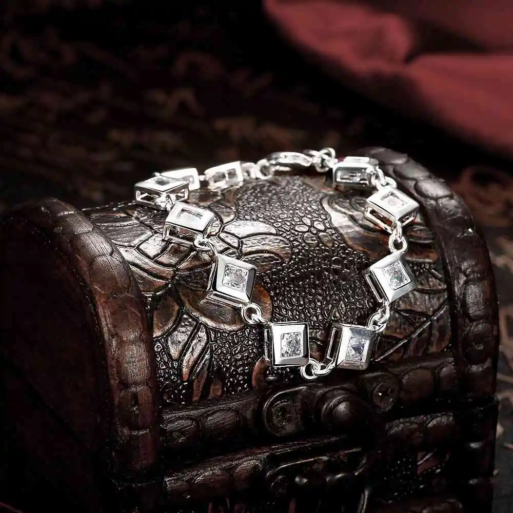 Высокое качество посеребренные pulseras куб Браслеты &amp amp браслет hombre элегантный |