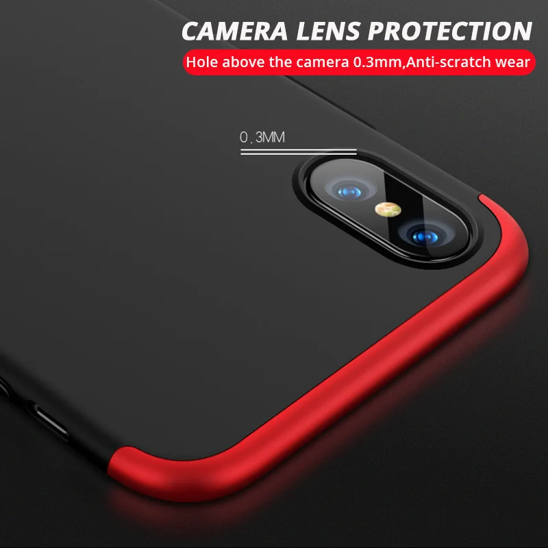 Полная защита чехол для iPhone X XS Max 8 7 6plus 6 6s 5S SE 360 градусов 3in1 Жесткий ПК