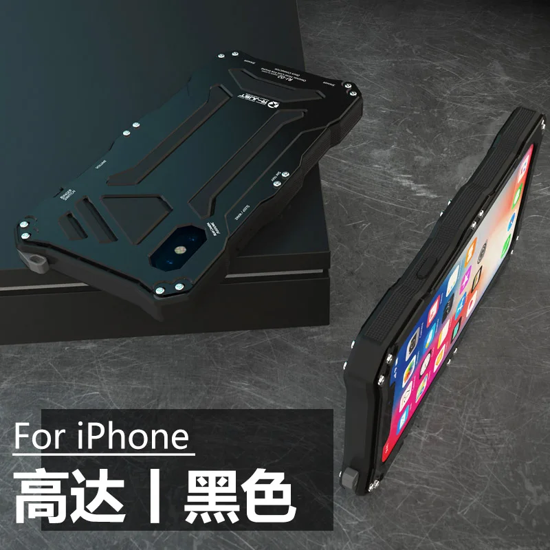Для Apple iphone X XR XS MAX 7 8 6 6s Plus 5S SE чехол Doom Armor углеродное волокно Металл Gorilla закаленное стекло защитный чехол для телефона - Цвет: Черный