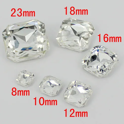 Квадратные с 8 углами хрустальные камни серебро фольга Точка Назад Свободные