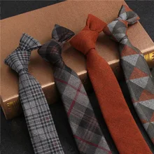 JEMYGINS высококачественный хлопок 2,4 ''обтягивающий клетчатый однотонный кашемировый галстук шерстяной мужской галстук для молодежной рабочей встречи