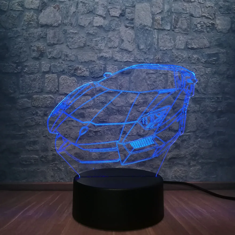 Гоночный автомобиль 3D светодиодный светильник Luminarias USB многоцветный атмосферный