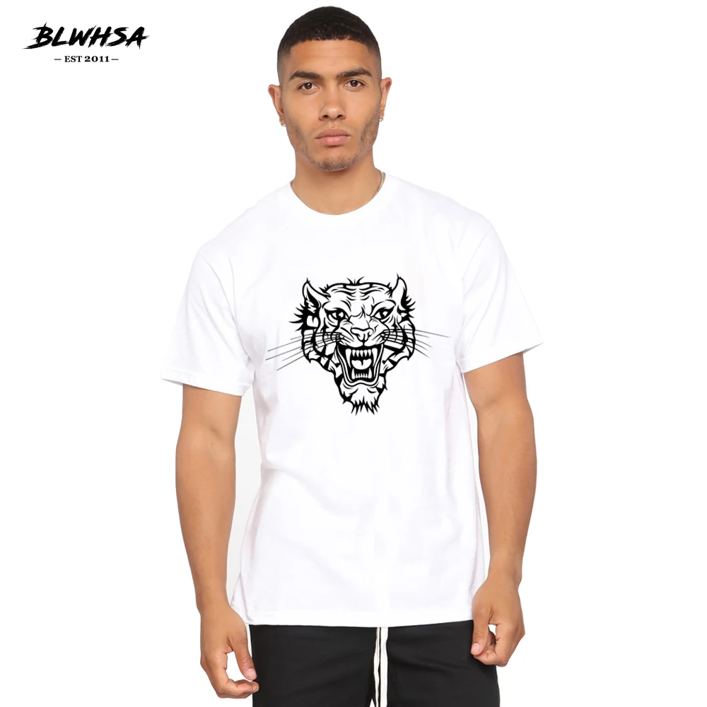Мужская футболка BLWHSA с принтом головы тигра модная повседневная Летняя коротким