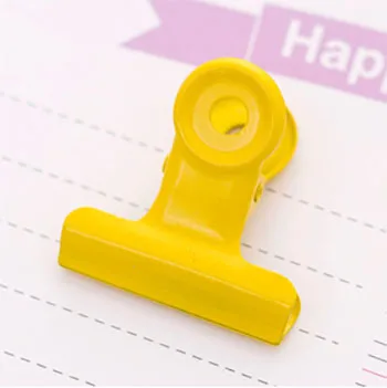 Yellow 2 шт. милые разноцветные металлические зажимы для связывания офисные бумажные зажимы для документов 30 мм зажим офисные школьные переплеты - Цвет: Yellow