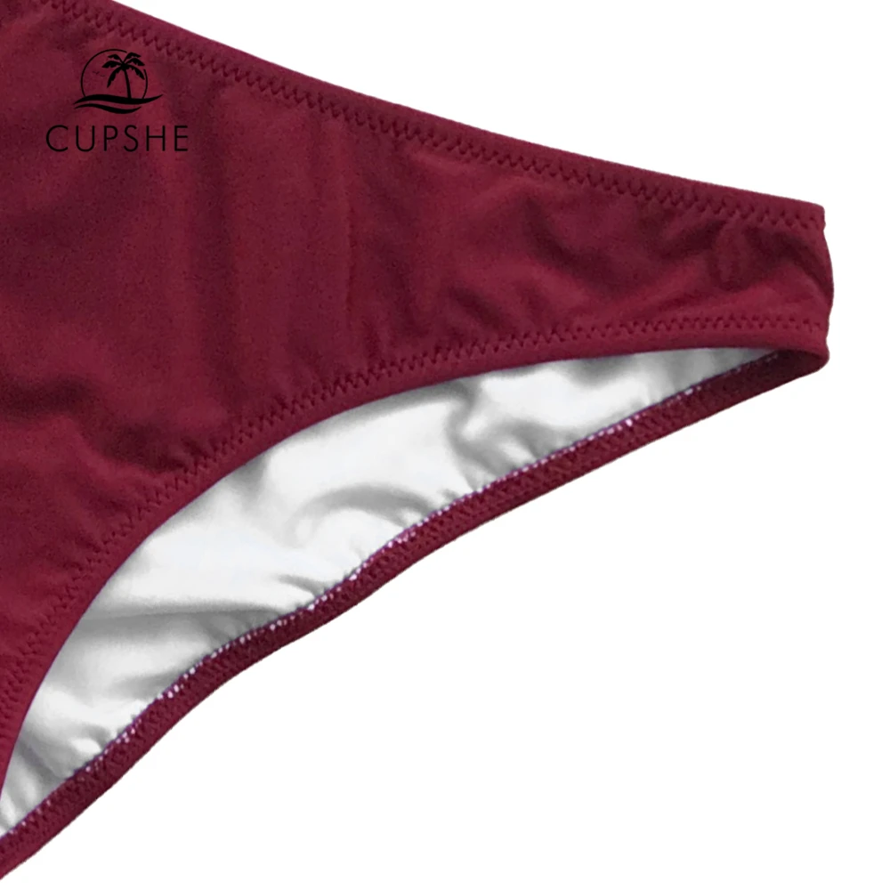 CUPSHE бордовый Strappy бикини наборы для ухода за кожей женщин крест накрест Твердые