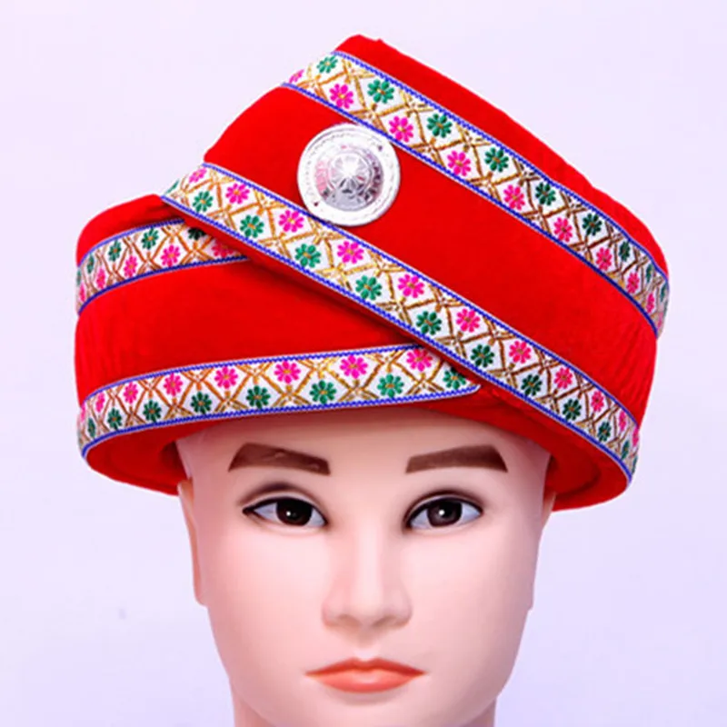 

chinese minority hat miao cap chinese national hat vintage cap for men chinese national dancer hat dance cap