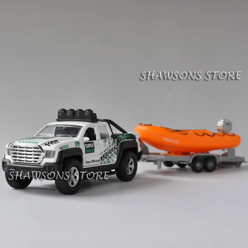 Литая 1:36 Модель автомобиля игрушки Вытяните назад F150 Raptor пикап прицеп кемпер Ван ATV звук и светильник