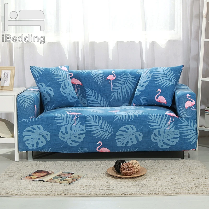 Эластичный Защитный чехол для дивана в виде фламинго с листьями гостиной чехлов