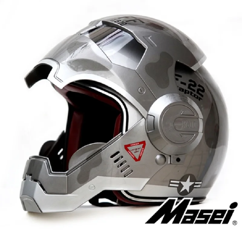 Мотоциклетный шлем Masei 610 F22 Raptor US Air Force F22|helmet ironman|masei 610helmet open |