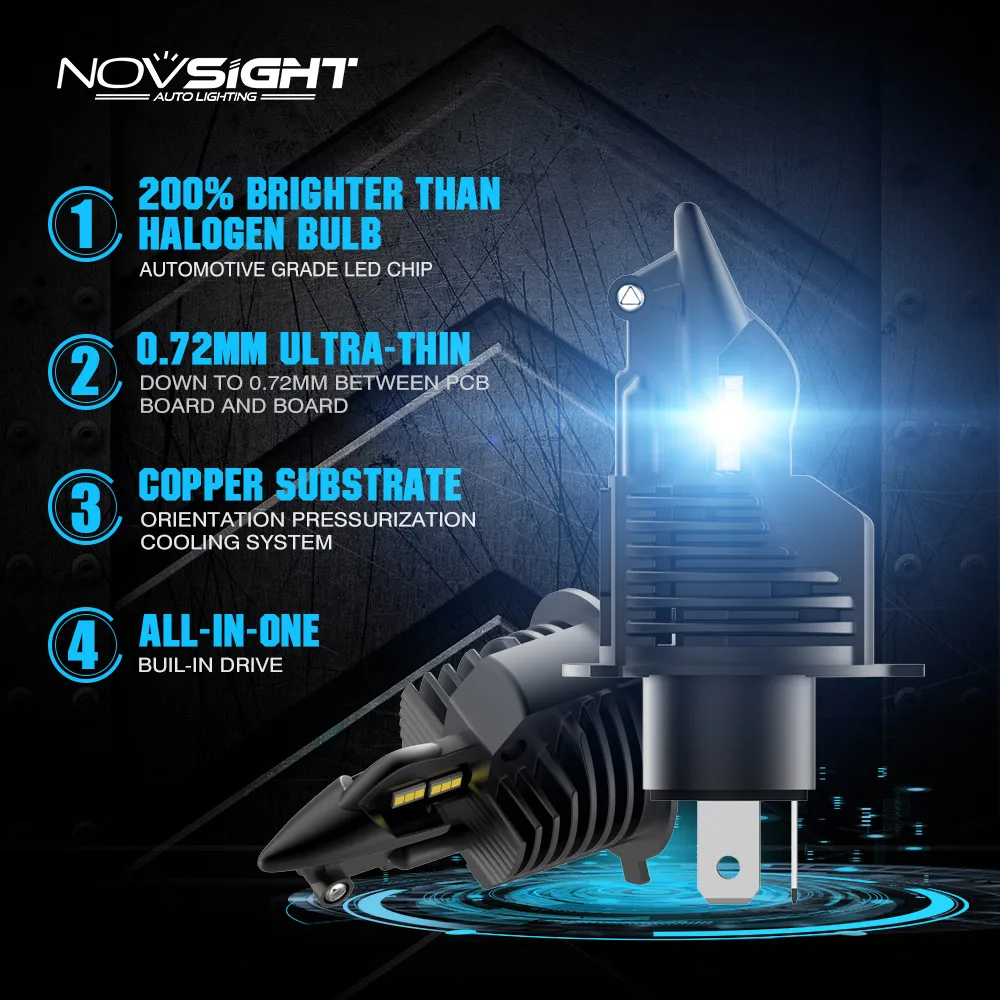 Светодиодная Автомобильная фара NOVSIGHT новая 1:1 9006 H4 H7 H11 9005 50 Вт 10000LM 6500K | Автомобили