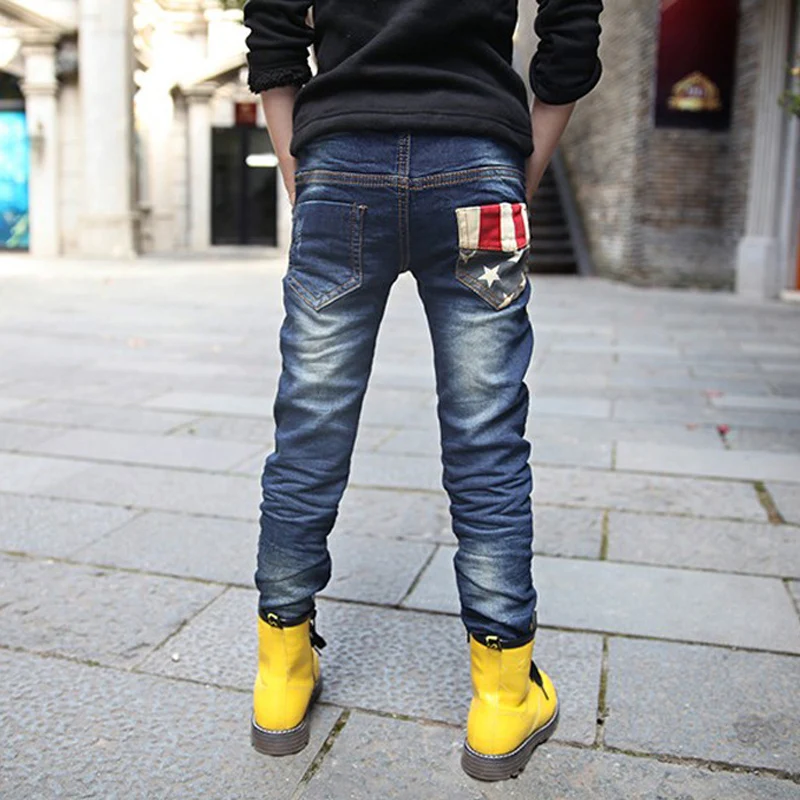 Autumn Spring Baby Boys Jeans Pants Kids Clothes Cotton Casual Children Trousers Teenager Denim Boys Clothes 4-15Year