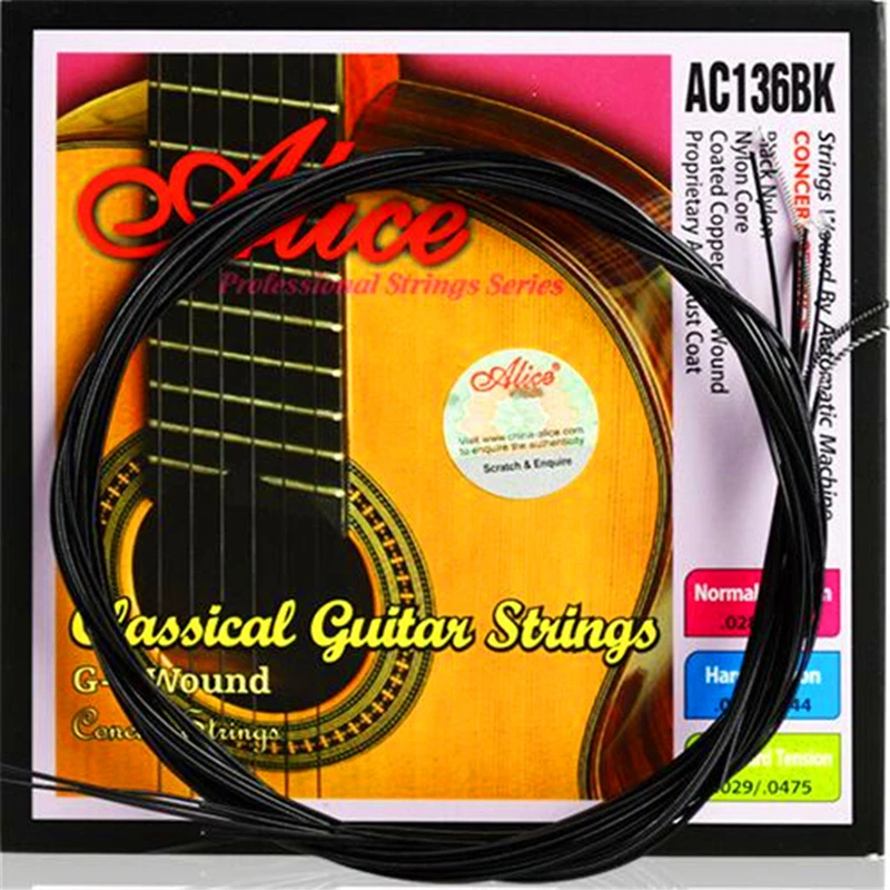 Полный набор черных струн для классической гитары струны музыкальные