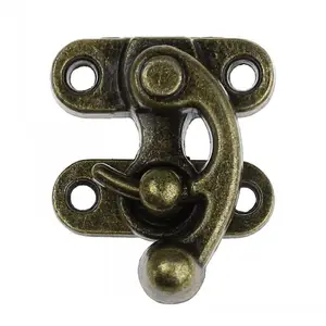 DoreenBeads, металлический крючок, застежка для коробки, зеркальная застежка, античная бронза, 4 отверстия, 3,5 см x 2,9 см 2,9 см x 1 см, 10 комплектов