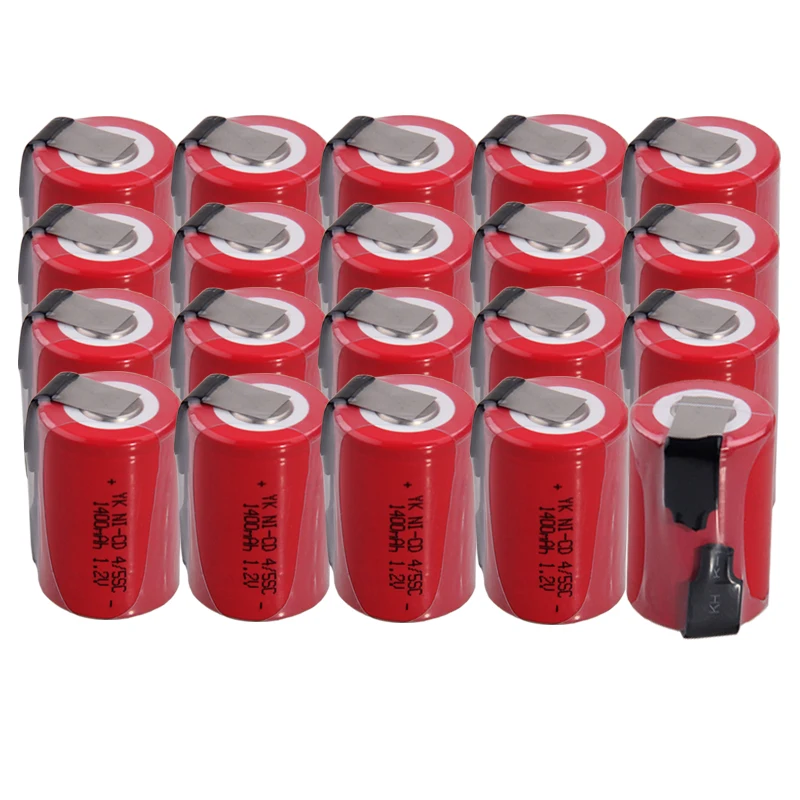 Реальная емкость 20 шт 4/5SC батарея 1 2 v батареи перезаряжаемые 1400mAh nicd аккумулятор