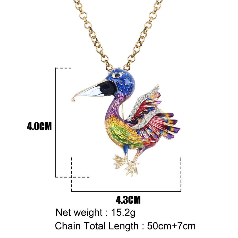 WEVENI Metal Enamel Rhinestone Novelty Bird Necklace Pendant Chain Choker Animal Alloy Jewelry For Women Girls 2018 News Bulk | Украшения и