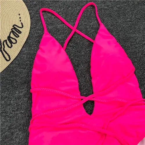 Купальники для женщин Бандаж простой открытый Цельный купальник купальный