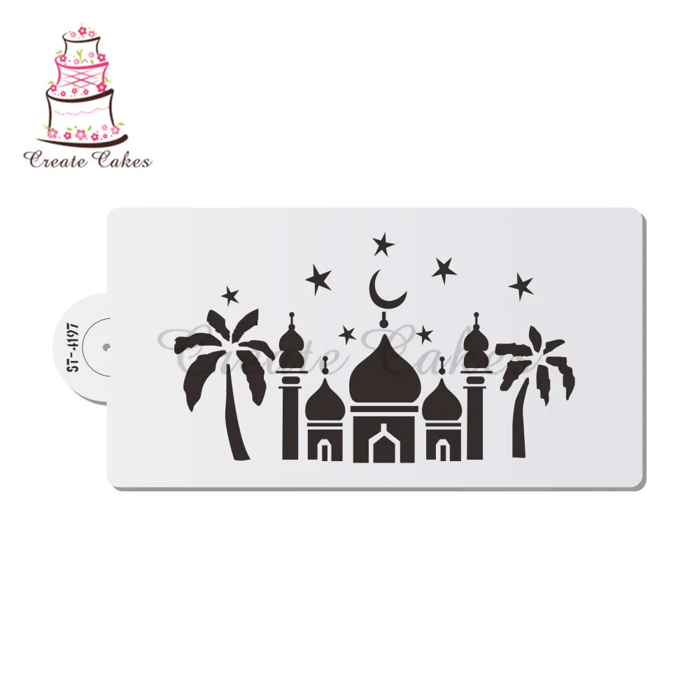 Трафарет Mubarak Eid Coco & Castle для украшения тортов и печенья пластиковый декоративный