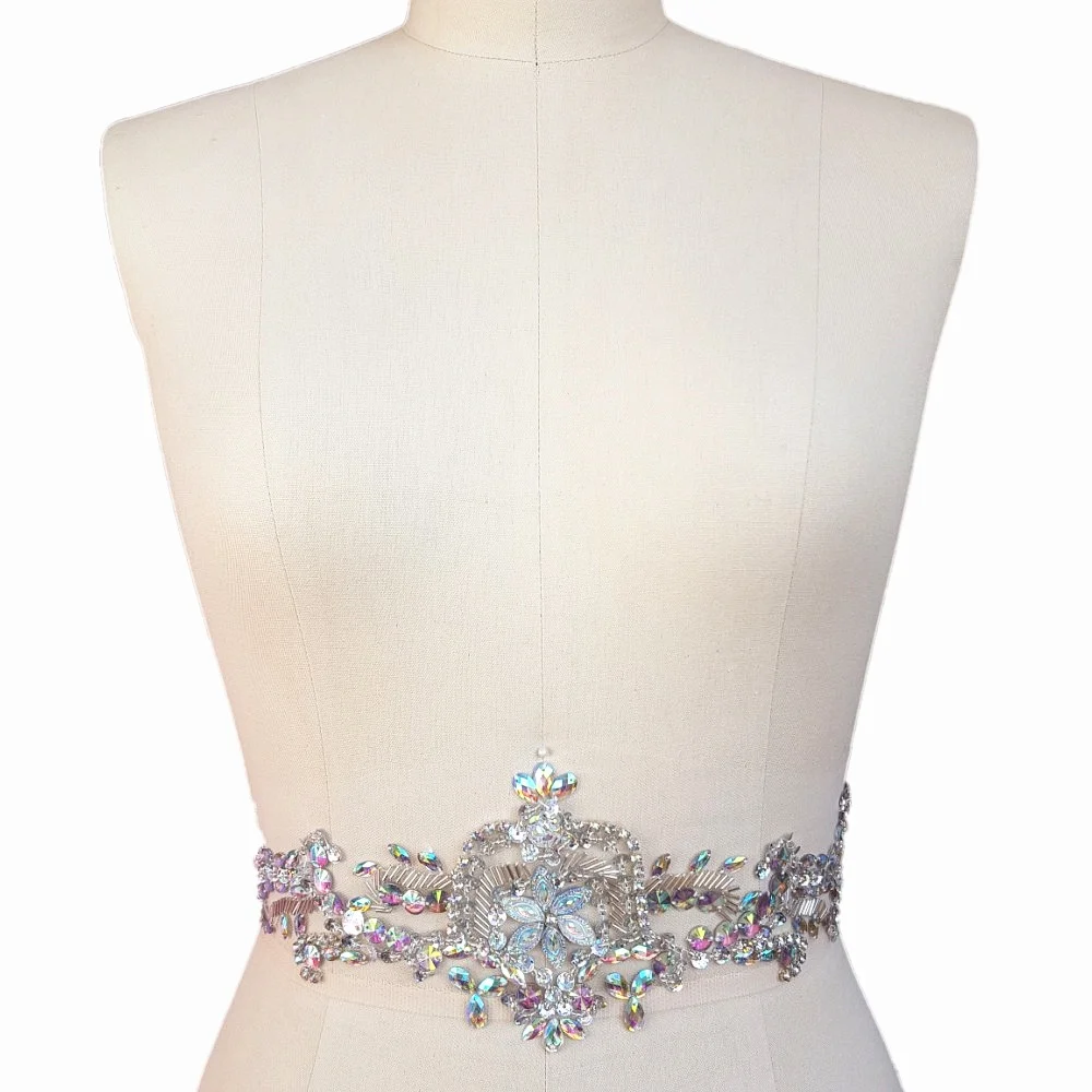 Яркий 10x40 см AB Стразы Diy свадебное платье нашивки аппликация Couture бисером для