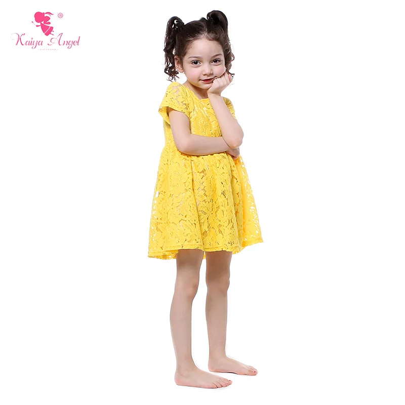 

Kaiya Angel Party Dresses Kids Girls Clothes Yellow Lace Princess Dress Summer Baby Girl Clothes Wedding Dress
