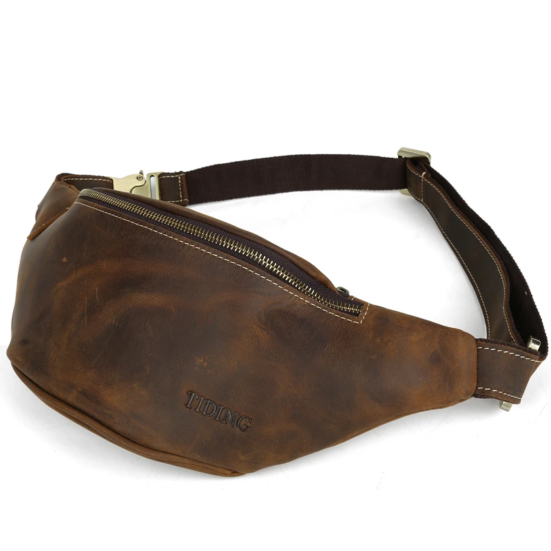 Простая поясная сумка для мужчин винтажный кошелек из натуральной воловьей кожи