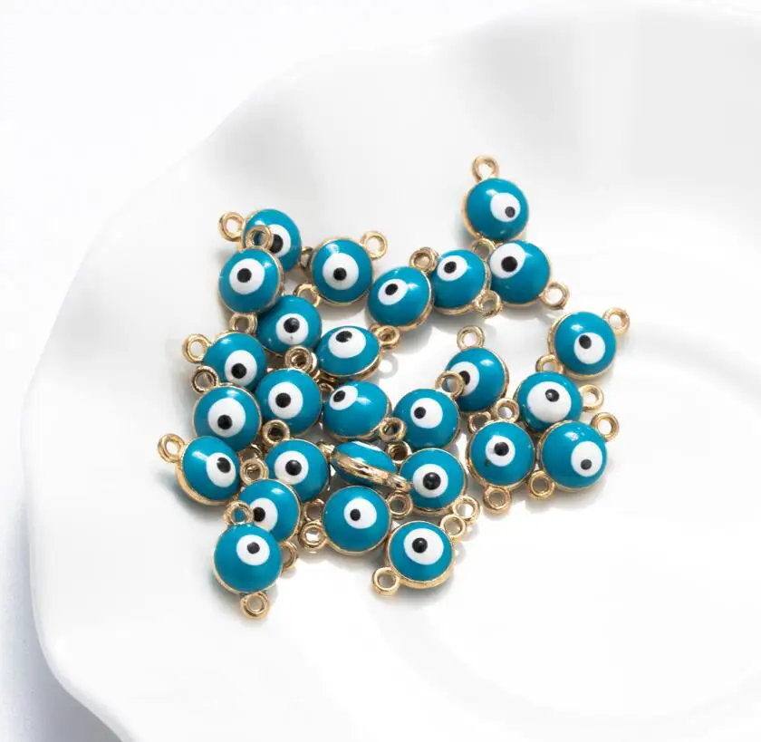 light blue MEIBEADS, 20 шт./лот, бусины от сглаза, двойные соединители, ювелирные аксессуары, подходят для Diy, сглаза, браслет, ожерелья, подвески - Цвет: light blue
