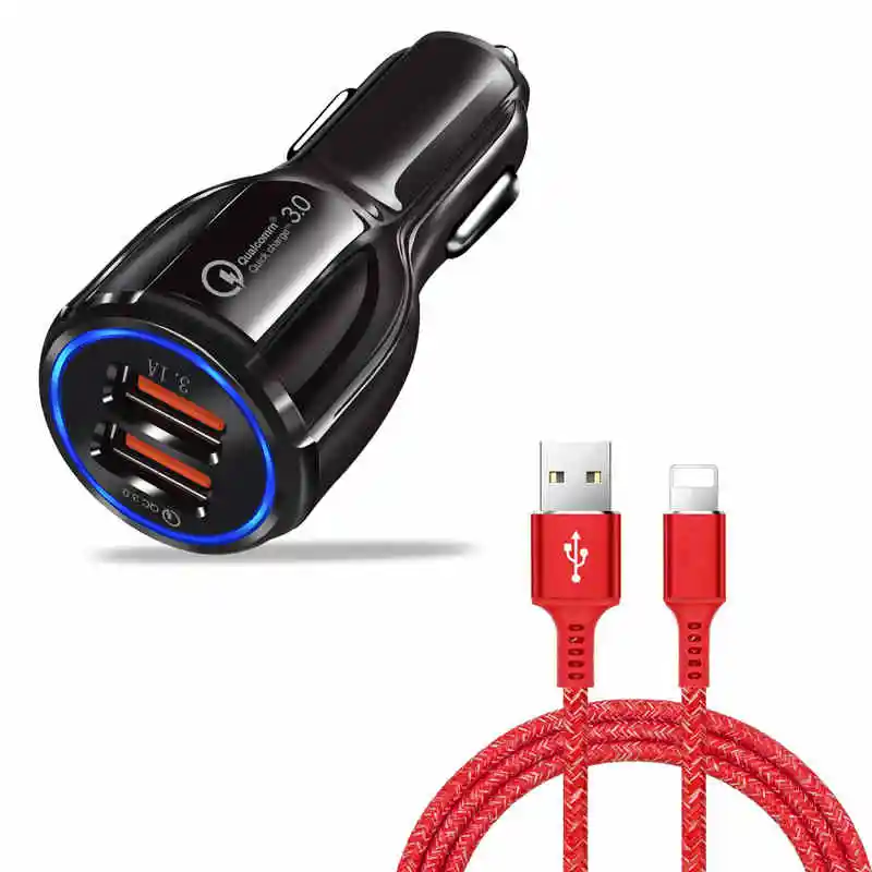 USB зарядное устройство Быстрая зарядка 3,0 зарядное устройство для мобильного телефона 2 порта USB быстрое автомобильное зарядное устройство для IPhone samsung планшет автомобильное зарядное устройство адаптер - Тип штекера: For Iphone