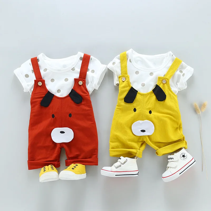 Summer style baby boy clothing set newborn infant 2pcs short sleeve t-shirt + animal design |