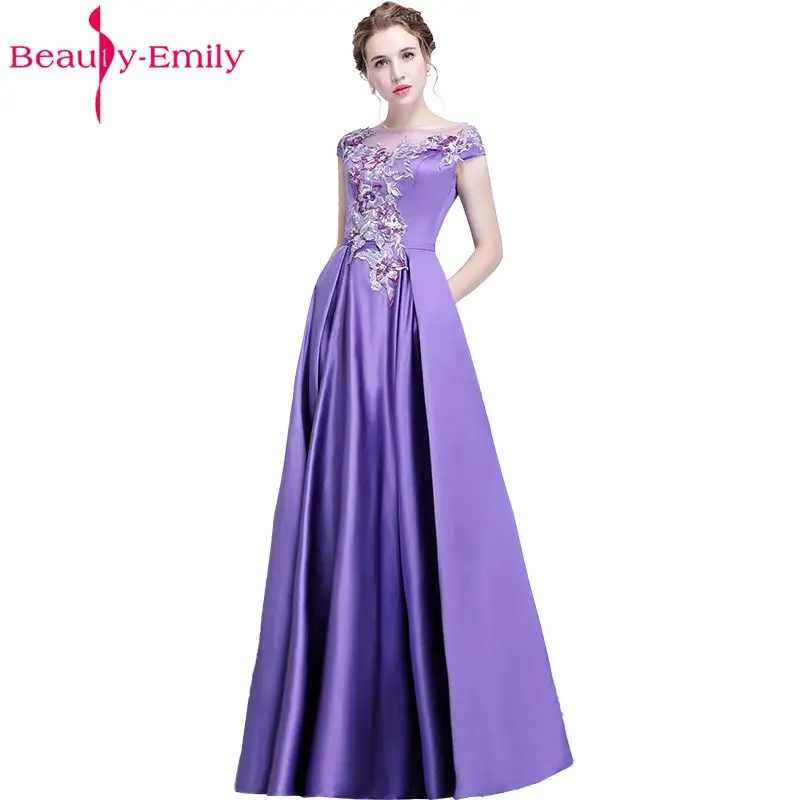 

Женское длинное вечернее платье Beauty Emily, фиолетовое кружевное официальное платье для вечеривечерние, 2019