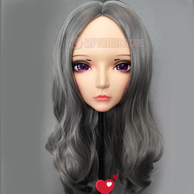 

(CHUN-3)Female Sweet Girl Resin Half Head Kigurumi BJD Eyes Crossdress Cosplay Japanese Anime Role Lolita Mask With Eyes And Wig