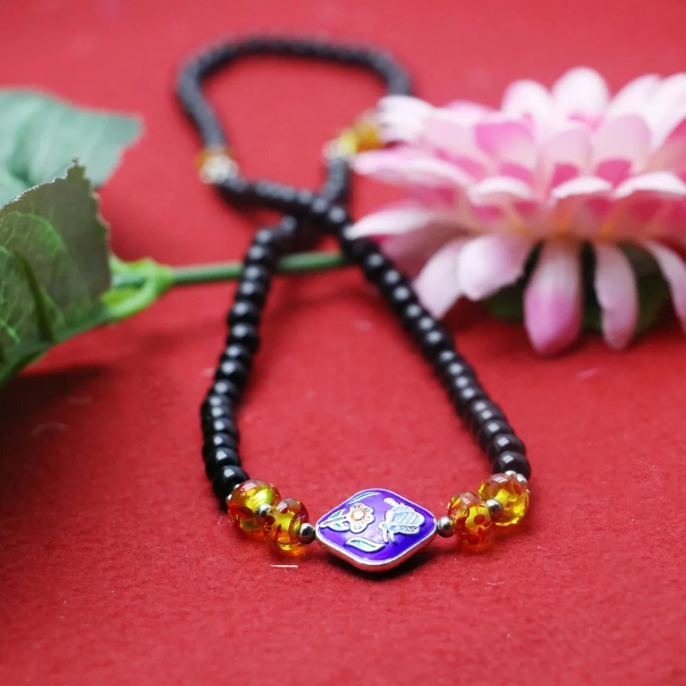 6 мм аксессуар изделия ручной работы черный камень бисер Тибет Silvercolor с