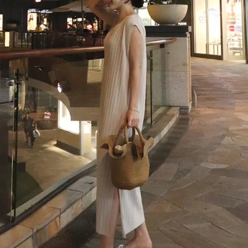 Элегантные Простые милые офисные женские винтажные летние корейские длинные