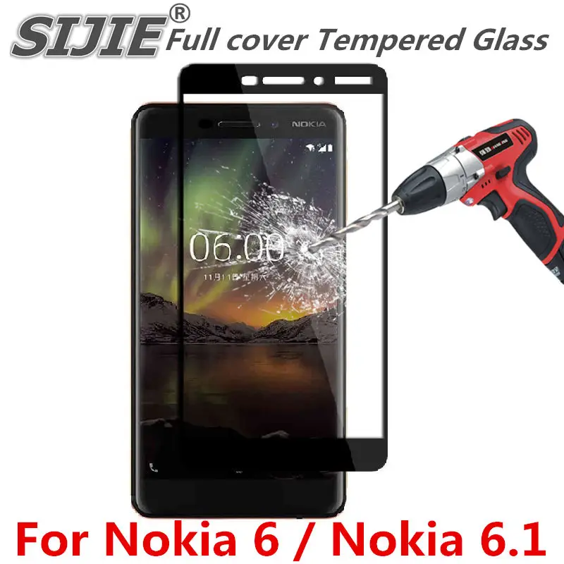 Полное покрытие закаленное Стекло для Nokia 6 1 plus 2018 экран защитный чехол 9 H черная