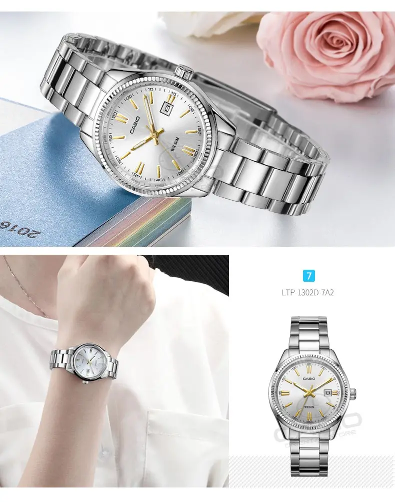 Новые часы CASIO для женщин, женские кварцевые часы, женские наручные часы, Relogio Feminino Montre relogio Mujer, светящаяся указка LTP-1302D