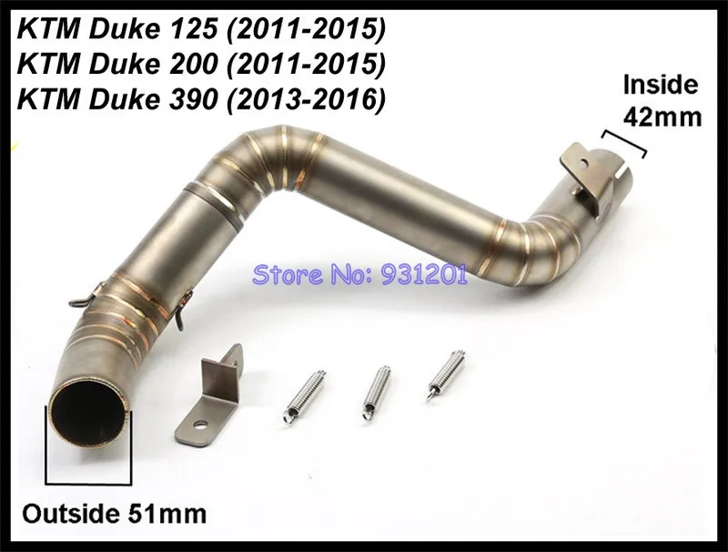 KTM Duke 125 200 390 Exhaust Muffler Middle Pipe Connect Mid Link Titanium Alloy for 51mm (2011-2016) | Автомобили и мотоциклы