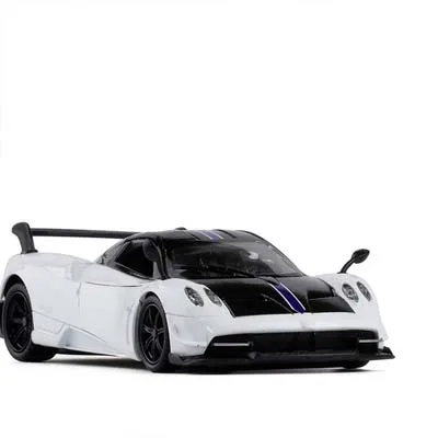 Белый 1/31 Pagani Huayra BC литая модель автомобиля из металлического сплава, белый и красный цвета, мигающая игрушка для детей на день рождения - Цвет: Белый