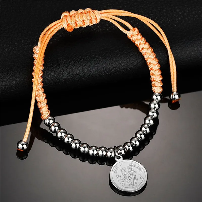 PINKSEE Stainless Steel Beads Ball Bracelet For Women Men Hand-Woven Live Hand Rope Vintage Accessories | Украшения и аксессуары